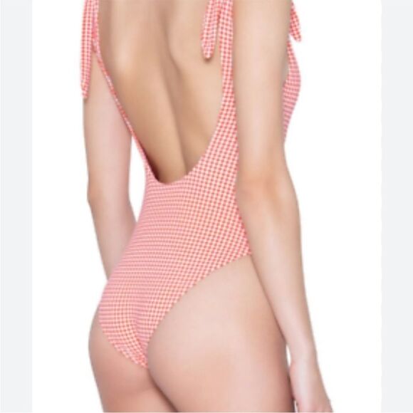 Eberjey Betty Noelle Tie Shoulders Swimsuit sz S Gingham  $169 - Picture 2 of 8